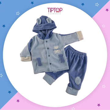 Blue Romper With Trouser - Baba Suit