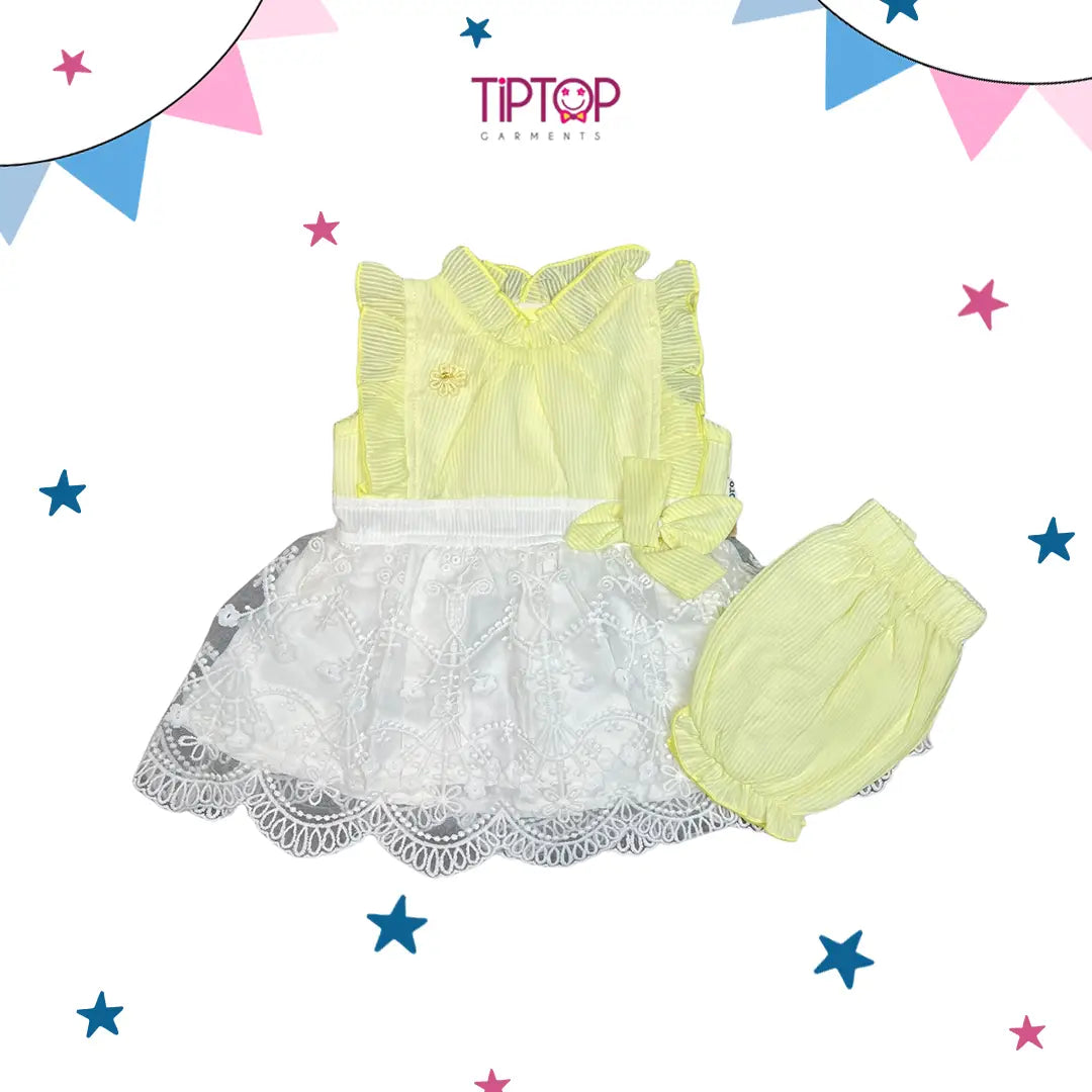 LIGHT YELLOW FRILL STYLE FROCK WITH PANTY