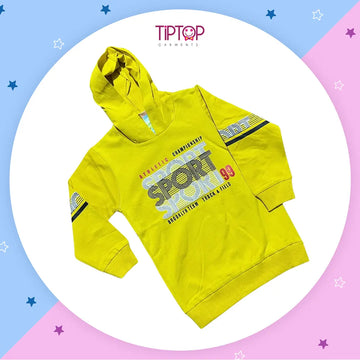 YELLOW FULL SLEEVES HOODIE KEY PRINTED "SPORT 99"