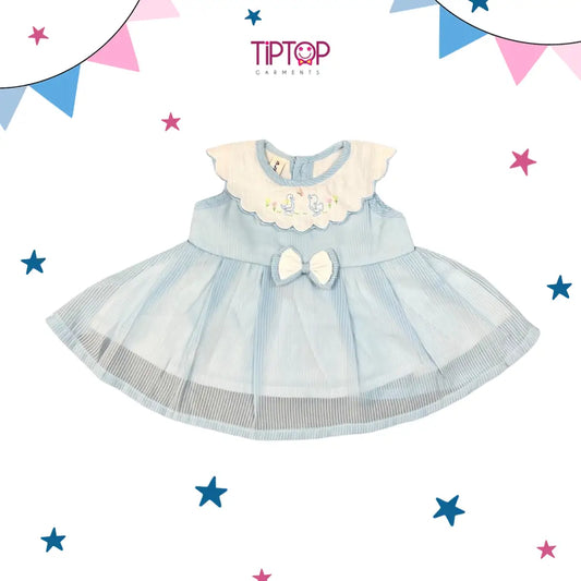 BLUE COLOR COTTON FROCK WITH WHITE PANTY