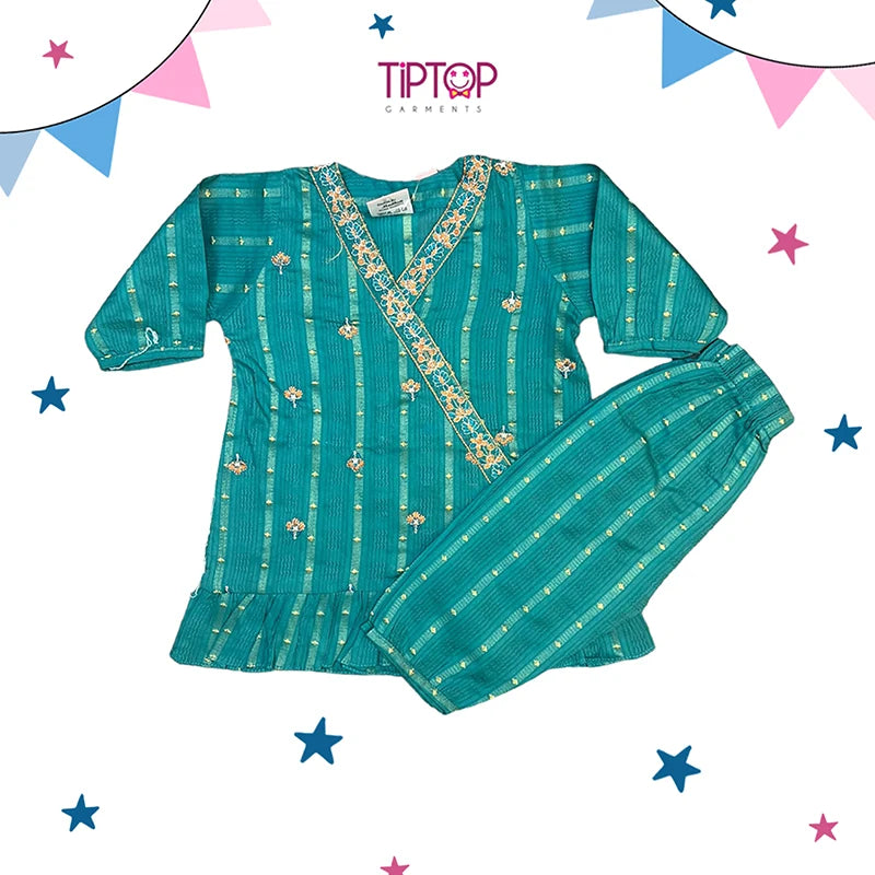 SEA GREEN COLOR EASTERN KURTI WITH PAJAMA CROSS STYLE