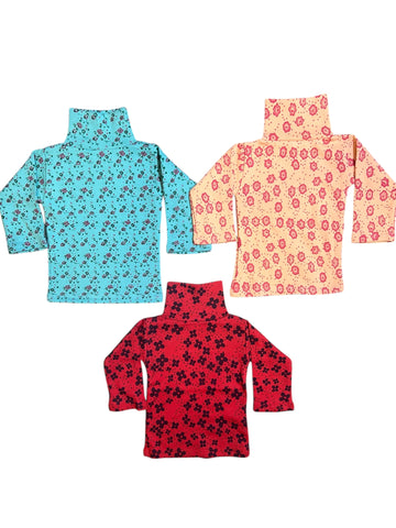 Adorable Winter Woolen Hi Necks Floral Printed (Pack of 3)