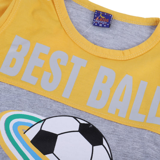 YELLOW & GREY T-SHIRT WITH YELLOW TROUSER BEST BALL PRINTED BABA SUIT