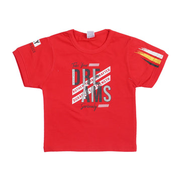 RED DREAMS SERIOUSLY PRINTED HALF SLEEVES T-SHIRT FOR BOYS