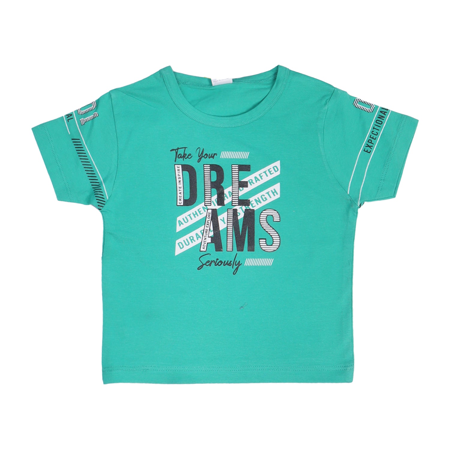 TURQUOISE DREAMS SERIOUSLY PRINTED HALF SLEEVES T-SHIRT FOR BOYS