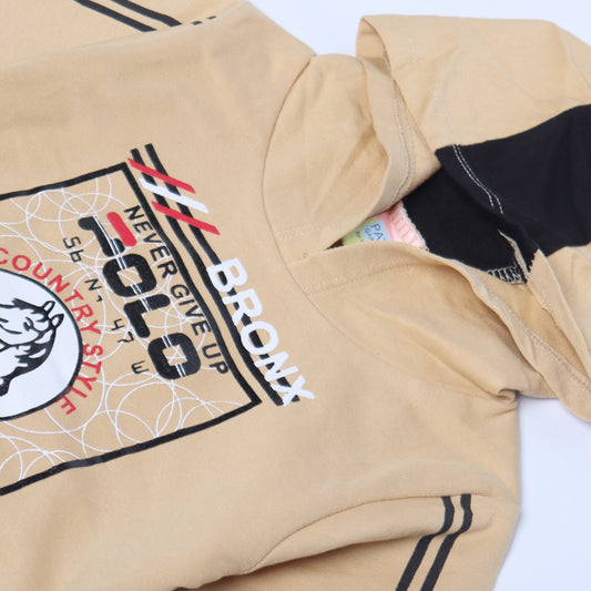 BEIGE FULL SLEEVES HOODIE KEY PRINTED "POLO" - BABA T-SHIRT