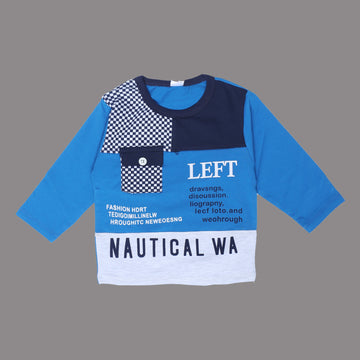 BLUE FULL SLEEVES TSHIRT KEY PRINTED "NAUTICAL WA" - BABA T-SHIRT