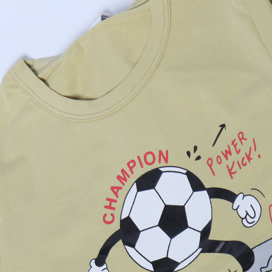 LEMON YELLOW FULL SLEEVES TSHIRT KEY PRINTED "CHAMPION" - BABA T-SHIRT