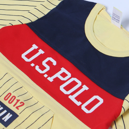 YELLOW FULL SLEEVES TSHIRT KEY PRINTED "US POLO" - BABA T-SHIRT