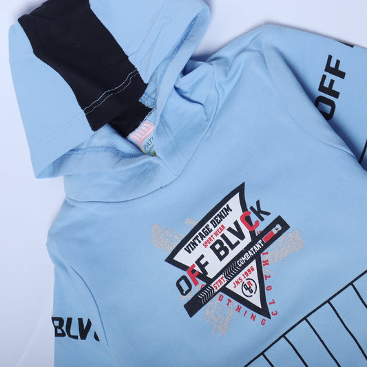 LIGHT BLUE FULL SLEEVES HOODIE KEY PRINTED "OFF BLVCK" - BABA T-SHIRT