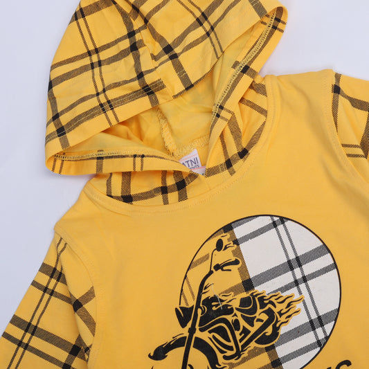 YELLOW FULL SLEEVES HOODIE KEY PRINTED "FURIOUS" - BABA T-SHIRT