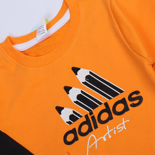 YELLOW FULL SLEEVES TSHIRT KEY PRINTED "ADDIDAS" - BABA T-SHIRT