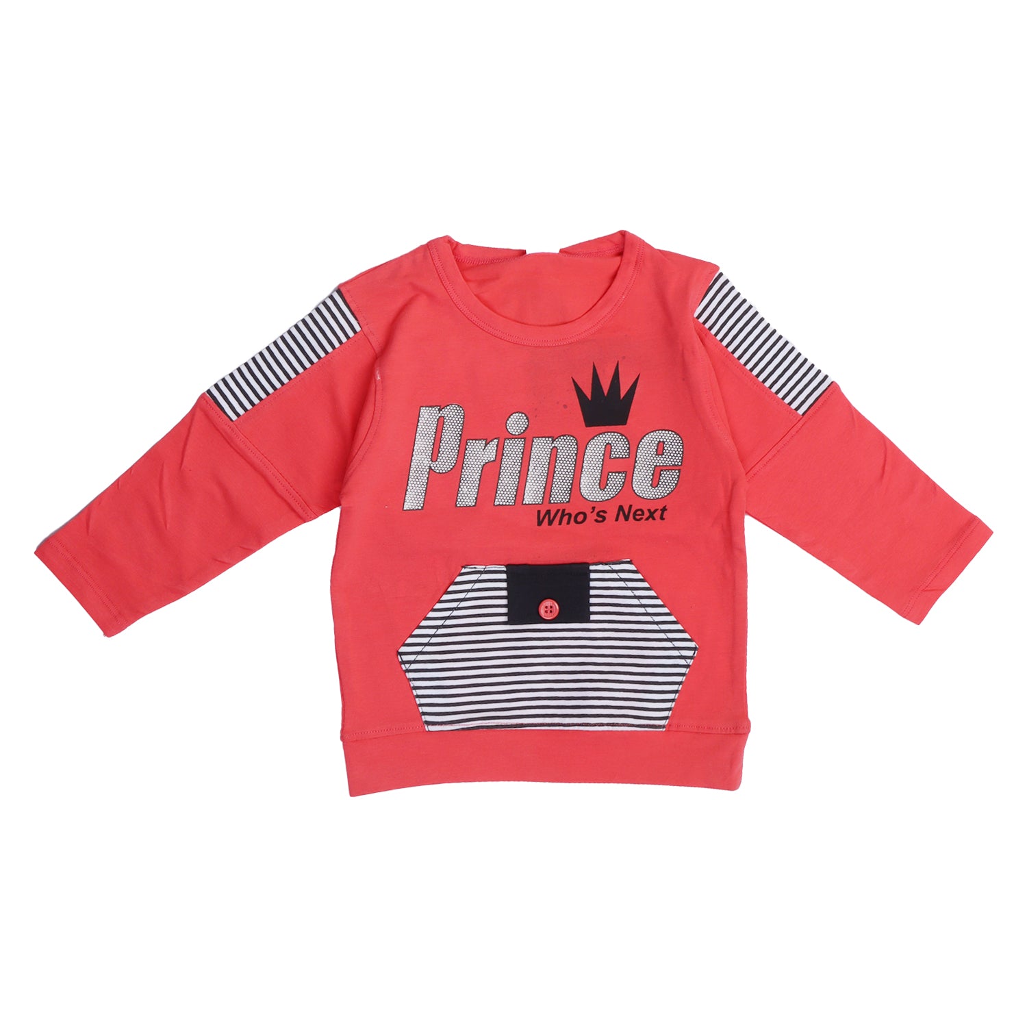 LIGHT RED FULL SLEEVES TSHIRT KEY PRINTED "PRINCE" - BABA T-SHIRT