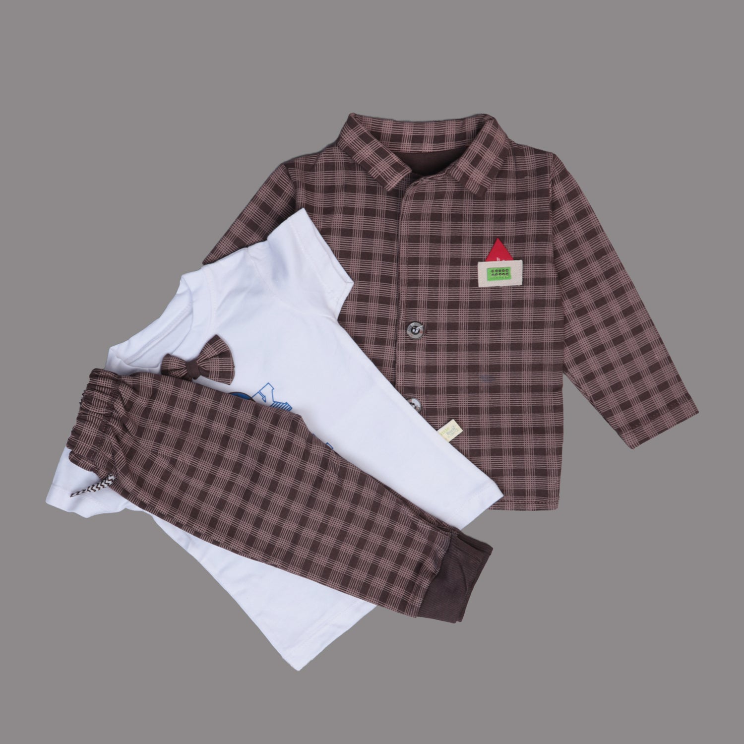 BROWN JACKET & TROUSER WITH WHITE T-SHIRT KEY PRINTED BABA SUIT