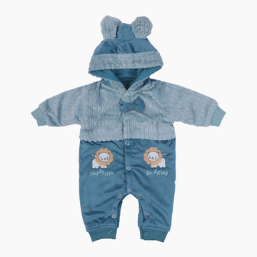 FULL SUIT ROMPER BLUE GREY WITH HOODIE - BABA ROMPER