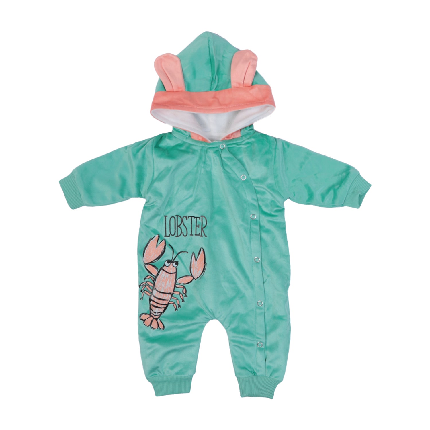 LIGHT GREEN FULL ROMPER WITH HOODIE - BABA ROMPER