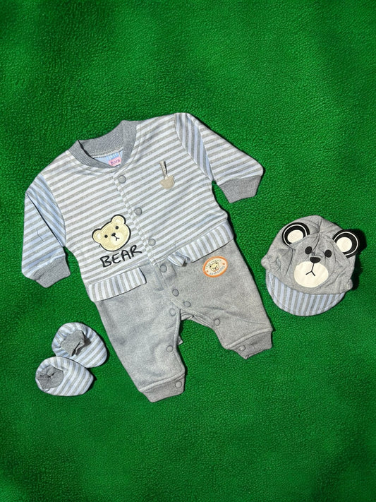 Romper Baby Bear With Cap and Cute Shoes China Vilor Polar Fabric